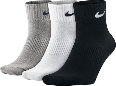 Nike Lightweight Quarter  Sportsokken - Maat 34-37 - Unisex - zwart/wit/grijs