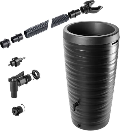 KADAX Regenton met kraan en plantenbak, 240 l, moderne regenton van kunststof, vorstbestendig, regenwatertank voor het verzamelen van regenwater