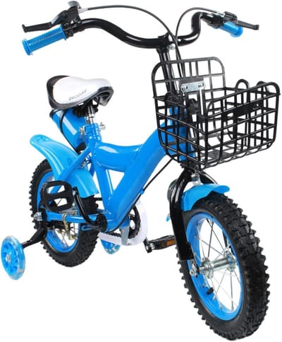 Kinderfiets 12 Inch - Loopfiets Peuter - Veilig Leren Fietsen - Dubbel Remsysteem - 80-95 cm - Blauw Zwart