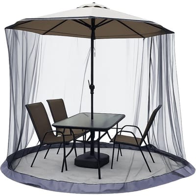 Eenvoudige Installatie Terras Parasol Net Bescherming Tegen Insecten Polyester Gaas Muggennet Groot Verstelbaar Elastisch Koord gray