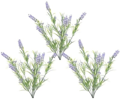 Lavendel kunstplant bundeltje - 3x - bosje - paars - 44 cm -