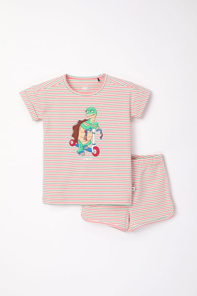 Woody pyjama meisjes - streep - schildpad - 231-1-PZG-Z/917 - maat 176