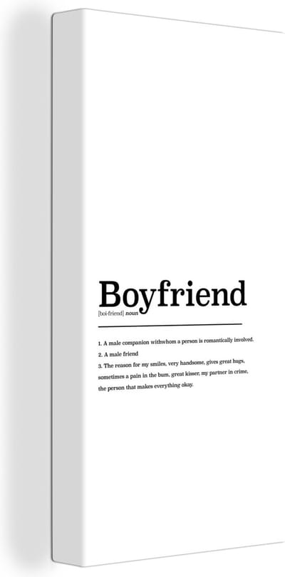 Canvas Schilderij Vriend definitie - Quotes - Spreuken - Boyfriend - Woordenboek - 20x40 cm - Wanddecoratie