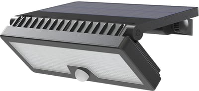 LED Solar Tuinverlichting met Sensor - Wandlamp op Zonne-energie met Bewegingssensor - Brinton Solara - 10W 1000lm - Aanpasbare Lichtkleur 3000K-4000K-6500K - IP54 - Zwart