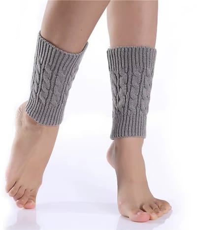 Dames Gebreide Winter Beenwarmers – Korte Laarsmanchetten & Voetwarmers voor Leggings, Mode Winter Accessoires-LICHTGRIJS