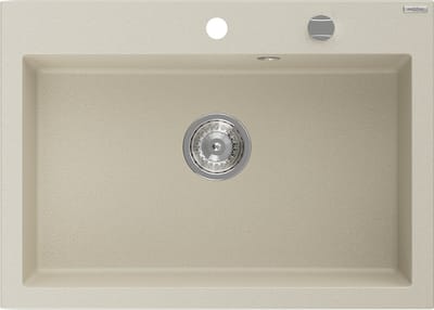 Mexen Elix granieten gootsteen 1-kamerig 700 x 500 , beige, chromen sifon - 6526701005-69