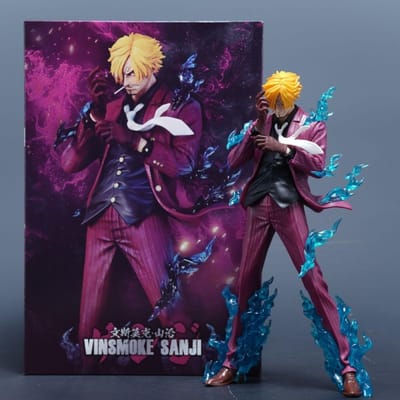 CKandJT Studio One Piece Sanji Anime Figuur Kan Basis Zijn kan Bewegen PVC Gevechtsmodus 25cm Verzameling Modus ornament Speelgoed Cadeaus No box blue