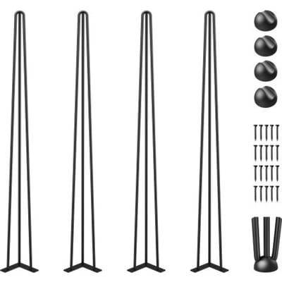 VEVOR Haarspeld Tafelpoten Hoogte 101,6 Cm Meubilair metalen Tafelpoten 3 Staven Bureaupoten Staal Meubelpoten Hairpin Set Van 4 voor Bijzettafels, Banktafels, Houten Banken, Hoge Stoelen, Bartafels