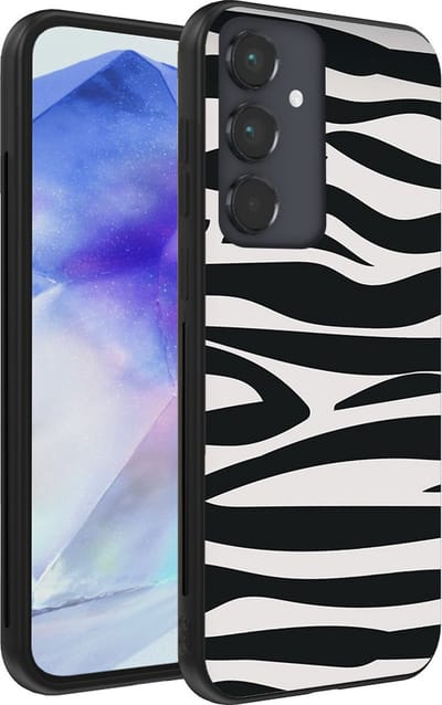 Smartphonica Telefoonhoesje geschikt voor Samsung Galaxy A55 met zebra opdruk - TPU backcover case zebra design - Zwart Wit geschikt voor Samsung Galaxy A55