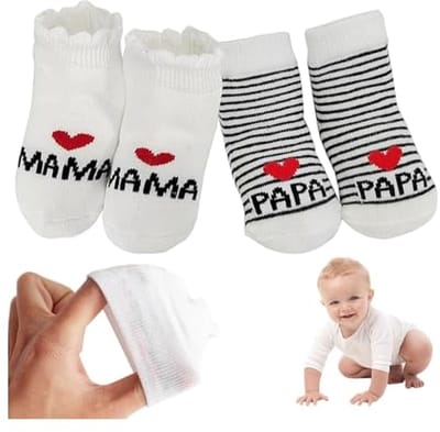Babysokjes 0-3 maanden, 2 paar, cadeau voor pasgeboren jongen/meisje met "I Love Mommy and Daddy" - Zachte katoenen sokjes voor pasgeborenen, babyshowers en geslachtsonthullingen