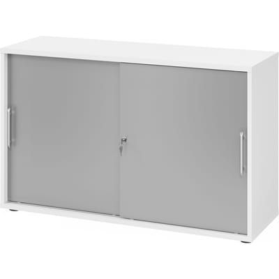 BETA 1752S | Schuifdeurkast | 2 OH - Rail handvat (kunststof) Wit/Zilver