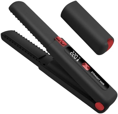 longziming -2-in-1 Draadloze Stijltang - Haarstijler & Krultang - Haarstyling Tool - Snel Opwarmen - Instelbare Temperatuur - Keramiek & Toermalijn - Pluisvrij & Glanzend Resultaat - 1 Stuk - Zwart