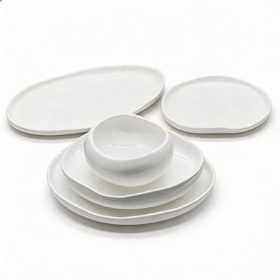 Mulex | MX902031 Serviesset Liva - Wit - 27-delig voor 6 Personen - Porselein - Inclusief Dinerborden, Ontbijtborden, Dessertborden en Kommen - Magnetron- en Vaatwasserbestendig