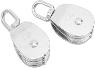 Dubbele Hef Katrolblokken - Takelblokken RVS - Zware Lasten Hijsen - 360 Graden Draaibaar - 400 Kg Belasting - Zilver