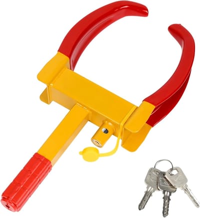 Wielklem - Parkeerklem - Diefstalbeveiliging - Verstelbaar - 175-255 cm bandbreedte - Geel Rood