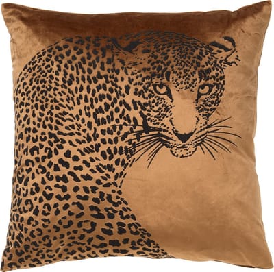 Dutch Decor SIMBA - kussenhoes 45x45 cm - dierenprint - panter - Tobacco Brown - bruin - met rits - zonder binnenkussen