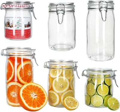 Set van 6 NORMA inmaakpotten 2x 0,75L + 2x 1L + 2x 1,5L - 17103020S & 17103520S & 17104020S