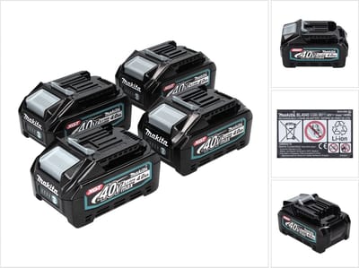 Makita accu set 4x BL 4040 40 V max. 4,0 Ah XGT Li-Ion accu ( 4x 191B26-6 ) IP64 beschermingsklasse met LED-indicator