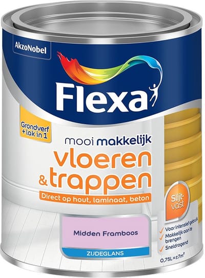 Flexa - Mooi Makkelijk Vloeren & Trappen Zijdeglans - Midden Framboos - Mengverf - 750 Ml