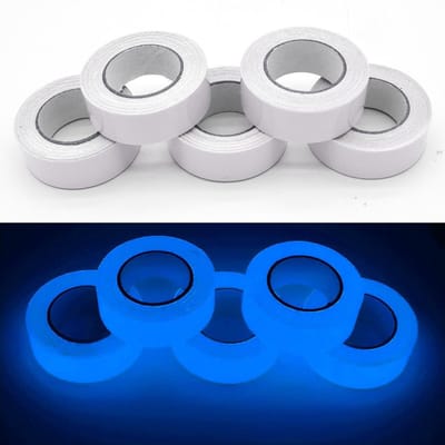 2 Rollen Fluorescerende Plakband, Luminous Tape, Marker Tape voor Trappen, Ladders en Vloeren, Blauw, 1cm x 5m, Veiligheid, Zichtbaarheid, Indoor en Outdoor Gebruik