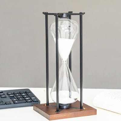 Zandloper 60 minuten - zwart modern design - decoratief uurglas voor keuken, kantoor en thuis - als geschenk voor hem en haar