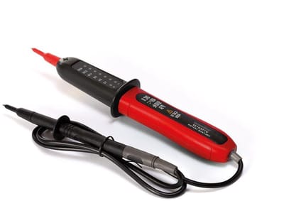 Spanningstester - Spanningsdetector Voltmeter - Elektrische Metingen - AC DC Polariteitsaanduiding - 12 tot 400 V - Zwart Rood