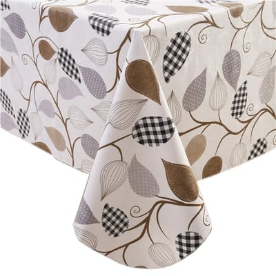 Zware Kwaliteit Vinyl Tafelkleed met Flanellen Achterkant Waterdicht Oliebestendig Plastic Tafelkleed Vlekbestendig Afneembaar Tafelkleed 152x152cm gray
