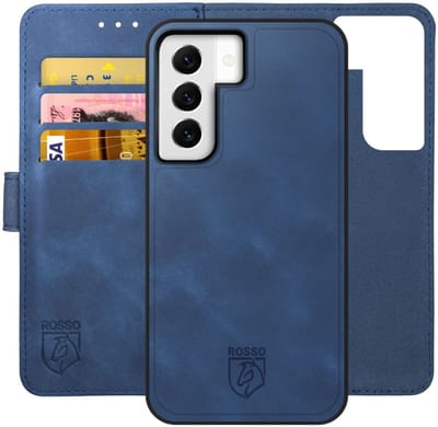 Rosso Element Uitneembaar 2-in-1 Hoesje Geschikt voor Samsung Galaxy S22 | Luxe Portemonnee | Back Cover | Pasjeshouder | Blauw