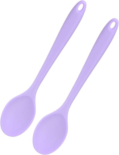 2 stuks - Kooklepel - Mannelijke lepel - Siliconen lepel - Antiaanbak keuken roerlepel - Siliconen keukenbenodigdheden - Voor roeren, bakken en mengen - 20,3 × 4,5 cm - Paars