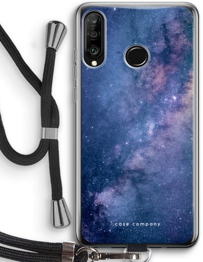Case Company® - Hoesje met koord geschikt voor Huawei P30 Lite hoesje met Koord - Nebula - Telefoonhoesje met Zwart Koord - Bescherming aan alle Kanten en Over de Schermrand