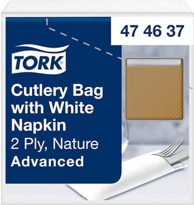 Tork 474637 bestekzakje naturel met wit servet 500 stuks (474637)