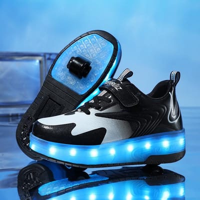 Oplaadbare Kinder Runaway Schoenen Automatisch met Verlichting Enkele en Dubbele Wielen Skates LED Lichtgevende Schoenen 28 gray