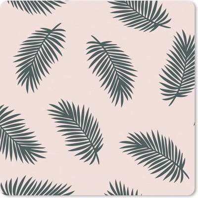 Muismat 20x20 cm - Mousepad Zomer - Palmbladeren - Pastel - Muismatten