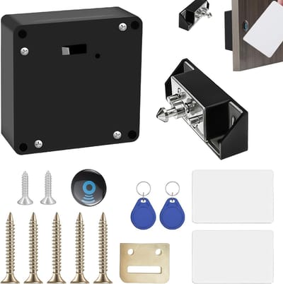 Dailygoods - Smart kastslot Nfc-slot: verborgen smart slot met 2 sleutelhangers en 2 RFID-kaarten, verborgen sloten, gatvrije sloten voor laden, kast, kluisjes, fabrieken