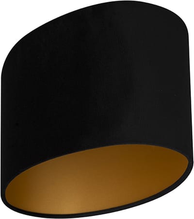 Uniqq Ovale Lampenkap velour zwart 25 x 16 cm – 15 cm hoog