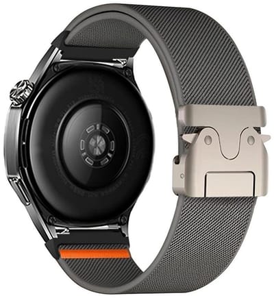 Nylon bandje - geschikt voor Garmin Vivoactive 4 / Venu 4 (45mm) / Venu 3 / 2 / Forerunner 255 / Forerunner 265 / 570 (47mm) en Polar Vantage M / M2 / V3 / Grit X (Pro) - grijs