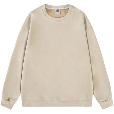 Trui met ronde hals van suède voor heren, herfst en winter, Amerikaanse trend, koppel, straat, losse basiskleding met jas voor heren 3XL beige