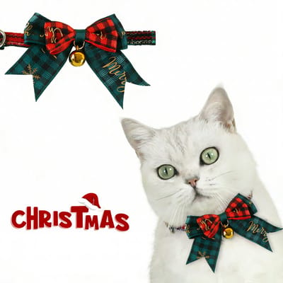 Arvida kattenhalsband - verstelbaar - strik & belletje - groen/rood