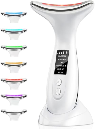 KIRA® Gezichtmassage Apparaat - Gezichtsmassager voor Gezicht & Hals - Elektrische Facial Massager - Wit - 15cm x 12cm x 4cm