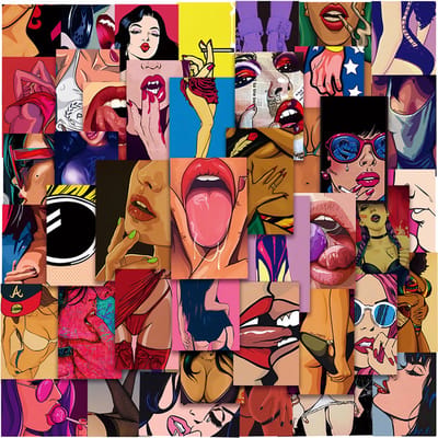 50 Sexy Stickers met Vrouwen/Monden/Lippen/Dames/Anime - Laptopstickers/Muurstickers - 4x6,5CM
