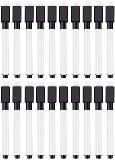 Dailygoods- Whiteboardmarker Voordeelverpakking 20 Stuks - Magnetisch - Dunne Punt - Afwasbaar - Sneldrogend - Afneembare Gum - Marker