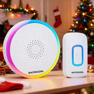 Draadloze Deurbel - Deurbelset Buiten - Bezoekers Ontvangen - RGB Lichtindicator - 150m Bereik - Wit