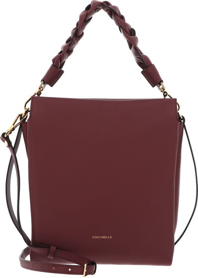 COCCINELLE Leren Handtas Schoudertas Boheme Grana Double Handbag Double Grainy Leather Brandy / Gren. Red Bruine