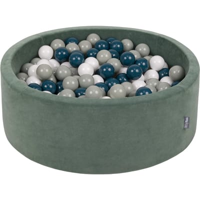 KiddyMoon Fluwelen Ballenbak voor baby Rond 90x30cm 200 ballen - Ballenbad Speelgoed - Bosgroen
