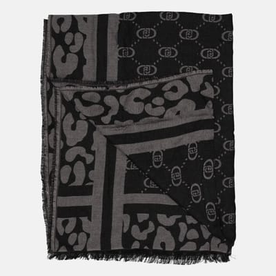 Liu Jo Stola Jacquard Monogram Animal Sjaals Dames - Zwart - Maat ONESIZE