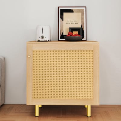 Natuurkleur MDF Rotan Enkeleurs Opbergkast 60x40x63cm Voor Woonkamer Eetkamer Slaapkamer