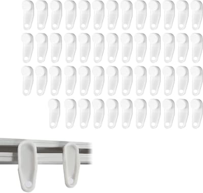 Set van 50 Vergrendelbare Gordijnrail Haken - Witte Plastic Haken voor Gordijnen, Douchegordijnen en Raamdecoratie