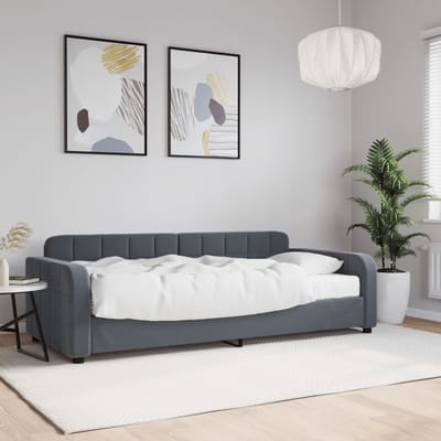 vidaXL - Slaapbank - met - matras - 90x200 - cm - fluweel - donkergrijs