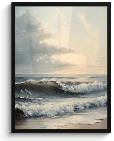 Poster in lijst - Fotolijst 50x70 cm - Posters - Strand - Zee - Zonsondergang - Posterlijst zwart - Decoratie - Wanddecoratie woonkamer - Muurdecoratie slaapkamer
