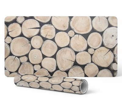 Decoratieve tafelmat met hoogwaardige print en houten schijven, 90x45 cm
